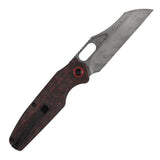 Tenable Tuckamore Folding Knife | 3.54" Water Ripple Damascus | Red & Black Rose Pattern Carbon Fiber | Jonathan Styles Design - B1052A4