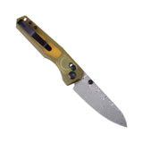 Tenable Beaver CrossBar  Folding Knife | 3.44'' Water Ripple Damascus Blade | Amber PEI/Ultem Handle | Kim Ning Design-T1105V6