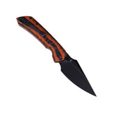 Tenable Fenrir Folding Knife | Top Liner Lock | 3.4" Blackwash Nitro-V Blade | Orange & Black G10 with 3D Spiderweb Texture Handle | Sparrow Knife Design - B1034HC5