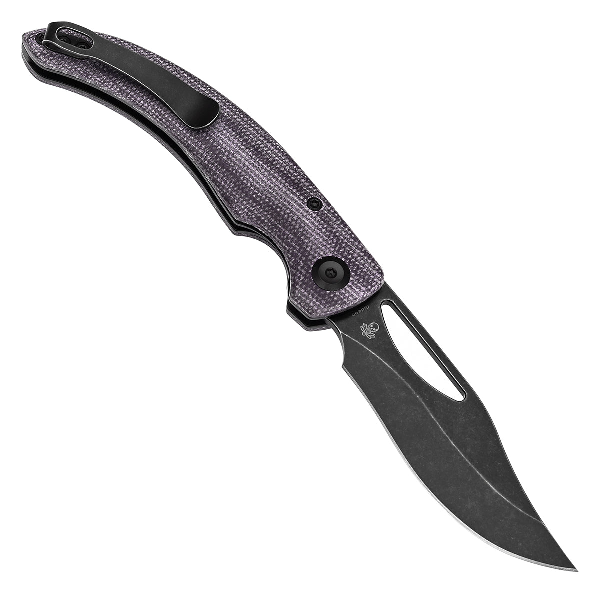 Tenable Gideon Folding Knife Purple Micarta Handle (3.5'' Blackwash Nitro V Blade) Dead Sober Design--T1119A4