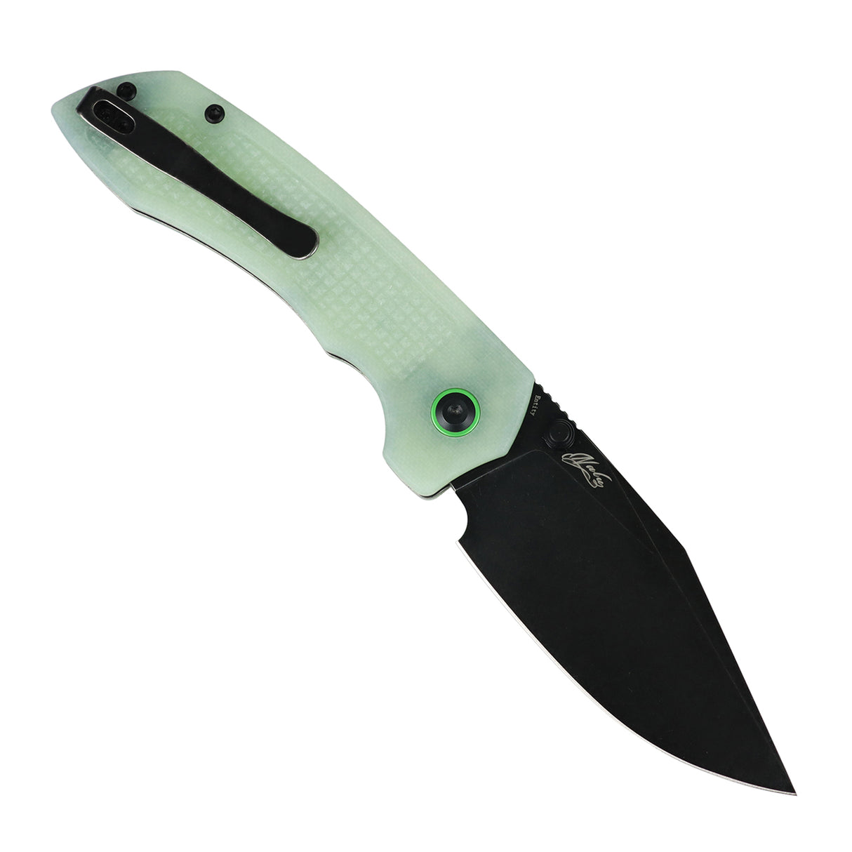 Tenable Entity Top Liner Lock Folding Knife | 3.52“ Blackwash 14C28N Blade | Glow-in-the-Dark Green G10 Handle | Nalu Knives Design - B1036H2