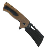 Tenable Leviathan Folding knife | 3.9" Blackwash D2 Blade | Brown Micarta Handle | Warhawk Knives Design - B1083A4