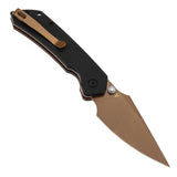 Tenable Fenrir Top Liner Lock Folding Knife| Black G10 Handle | 3.48“ Rose Gold Coated Nitro-V Blade | Black Hardware & Silver Thumb Stud | Sparrow Knife Design | B1034H3-2