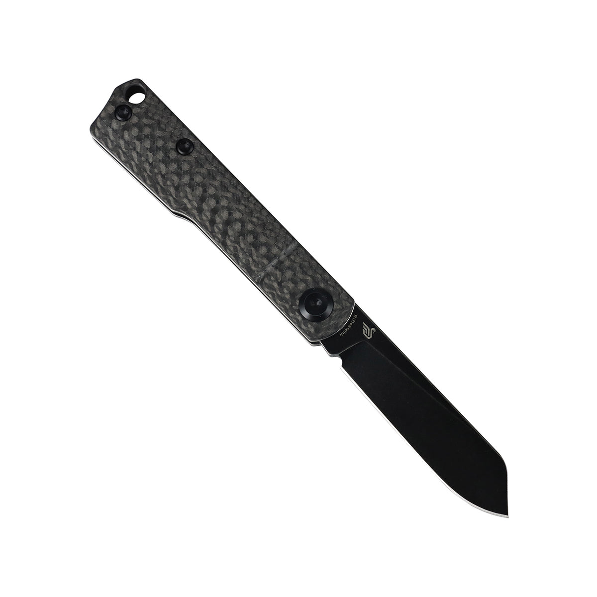 Tenable Riflestock Lock Back Folding knife | 2.34" Blackwash Nitro V Blade | Twill Carbon Fiber Handle | Nick Swan Knives Design - B2131S3