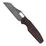 Tenable Tuckamore Folding Knife | 3.54" Water Ripple Damascus | Red & Black Rose Pattern Carbon Fiber | Jonathan Styles Design - B1052A4