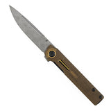 Tenable Kitpu Folding Knife | 2.9'' Water Ripple Damascus Blade | Amber PEI/Ultem with Frag Pattern Handle | Jonathan Styles Design - B2123A5