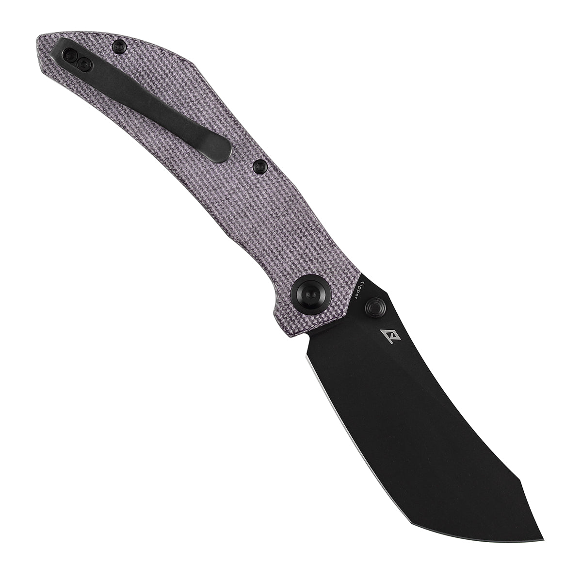 Tenable Tipper Folding Knife | 3.39'' Blackwash Nitro V Blade | Purple Micarta Handle | Edgy Bladeworks Design | B1079A2
