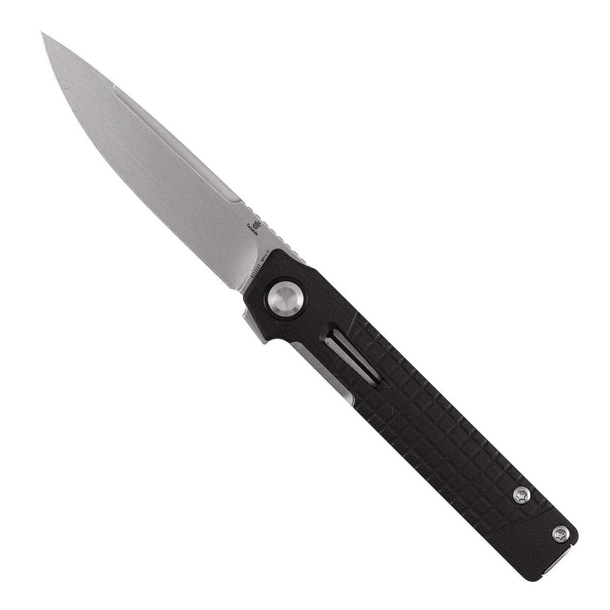 Tenable Kitpu Folding Knife | 2.9'' Stonewashed Nitro-V Blade | Black G10 with Frag Pattern Handle | Jonathan Styles Design - B2123A3