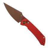 Tenable Fenrir Cross Bar Lock Folding Knife| 3.48'' Rose Gold Nitro V Blade | Red Anodized Aluminum with Diamond Pattern Handle | Sparrow Knife Design| T1034V17