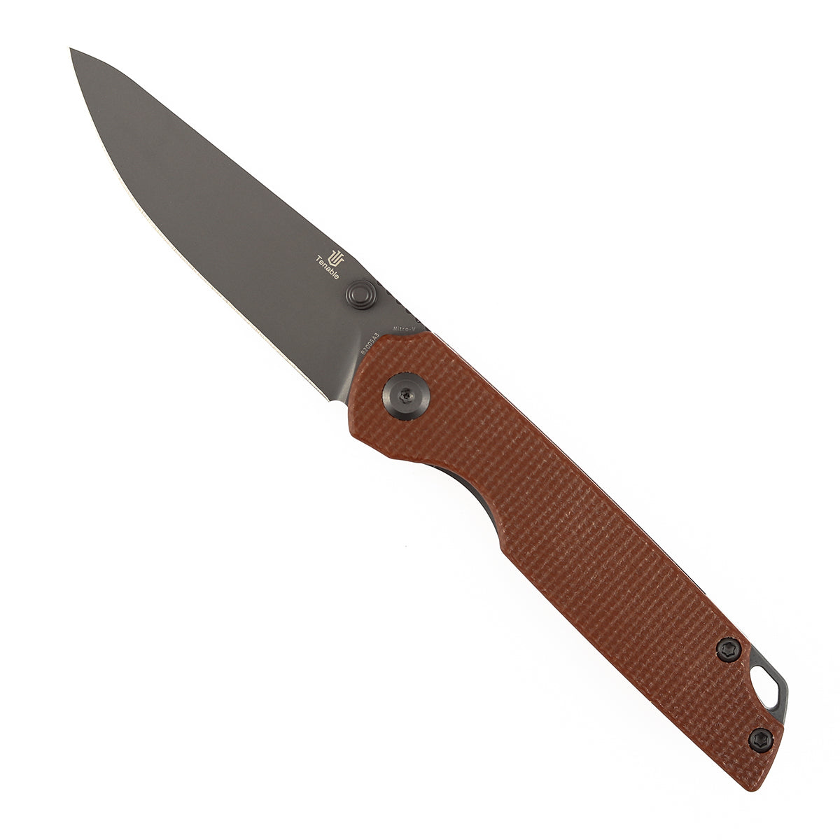 Tenable Mini Warrior Liner Lock Knife | 2.9" Gray TiCn Coated Nitro-V  Blade | Brown Micarta Handle | Kim Ning Design - B2005A3