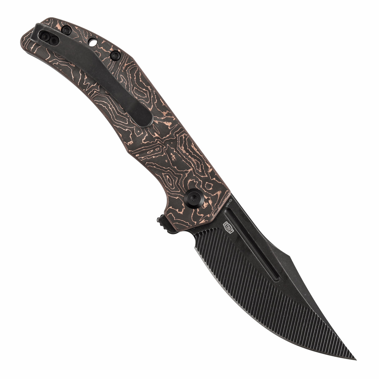 Orion Flipper Folding Knife | G10 with Copper Foil Handle | 3.07" Blackwash Nitro V with CNC Milling Blade | JB Stout Design | B1089C3
