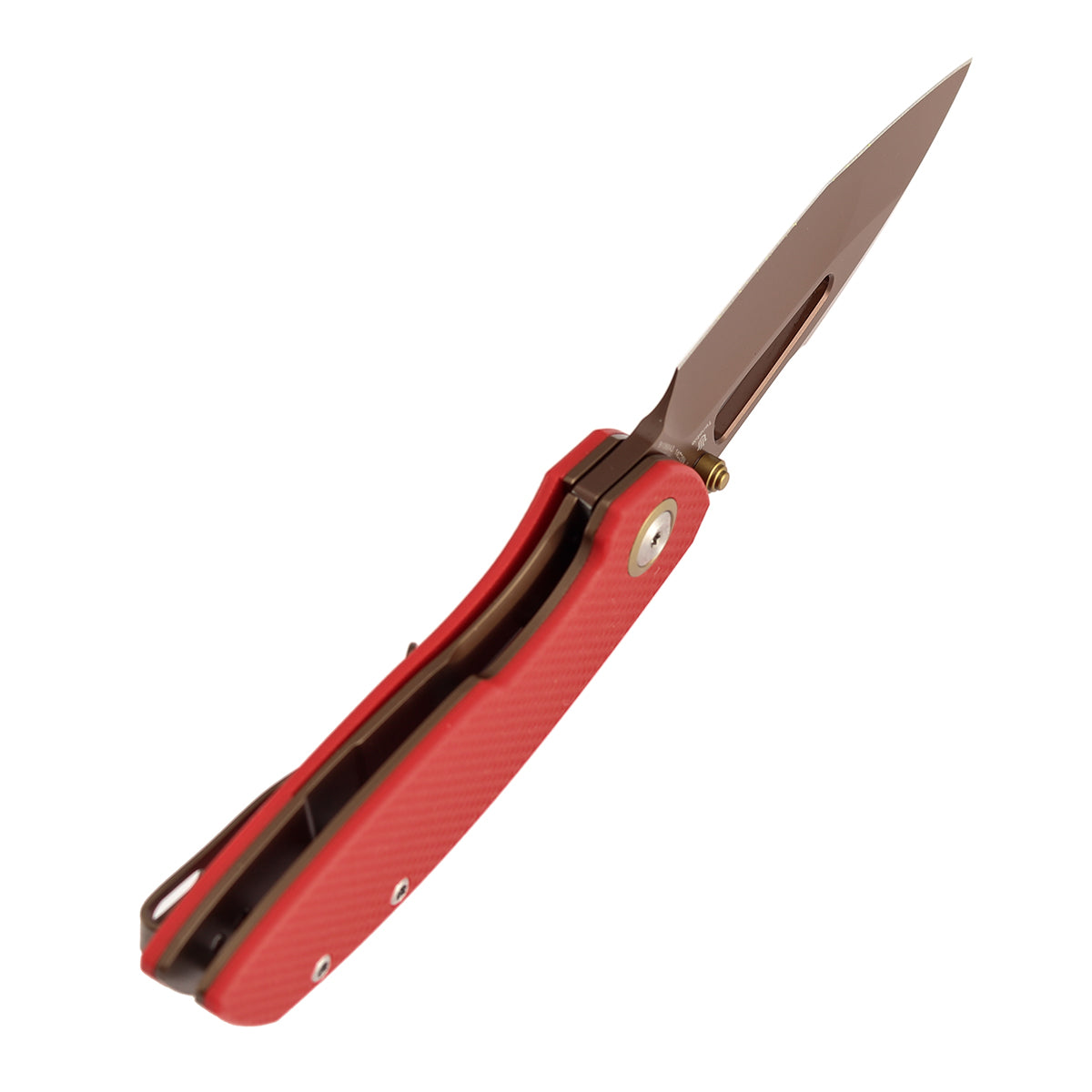 Tenable Link Folding Knife | 3.0" Rose Gold 14C28N | Coarse-textured Red G10 | Triple Stripe Knives Design | B1068A3