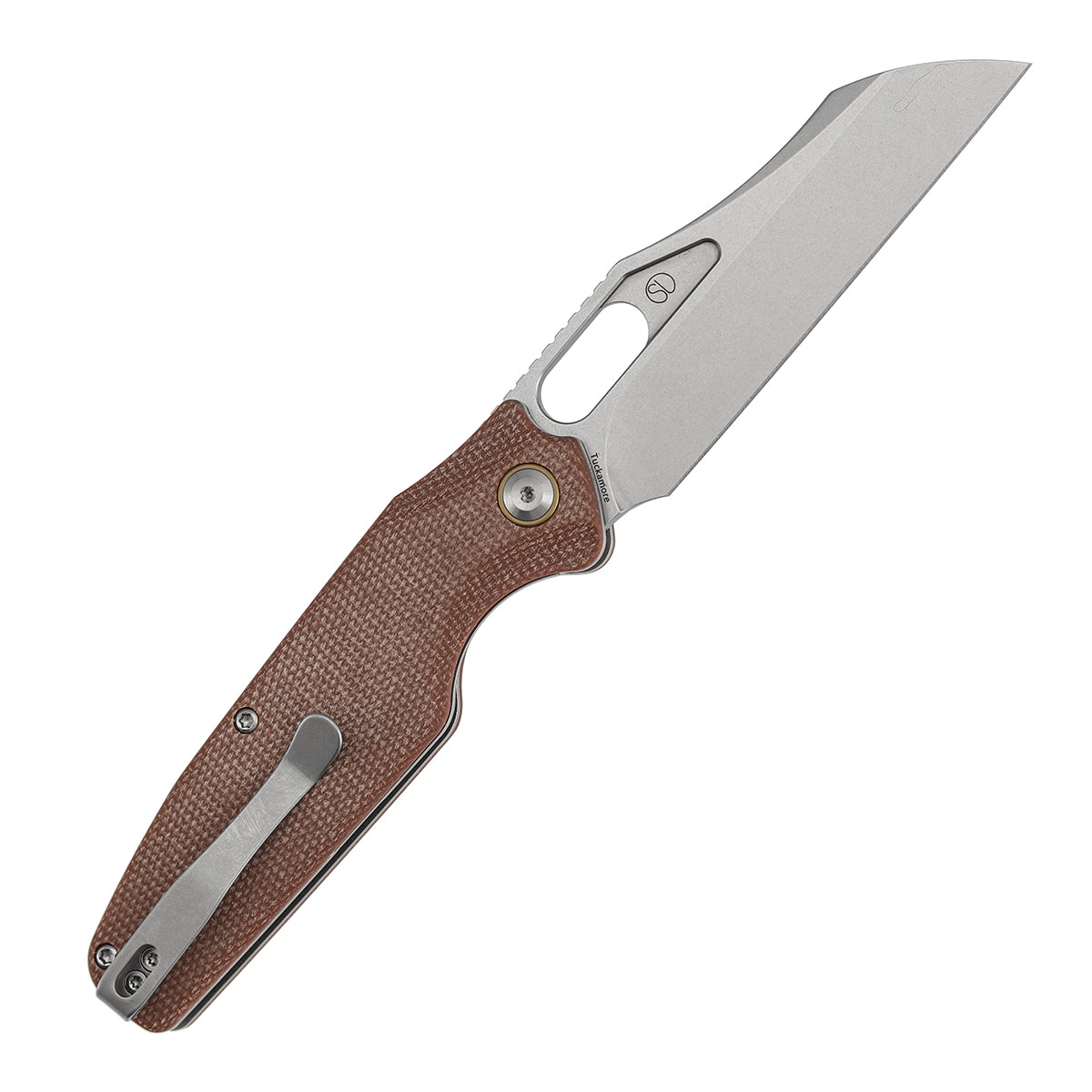 Tenable Tuckamore Folding Knife | 3.54" Stonewashed Nitro V | Brown Micarta | Jonathan Styles Design - B1052A2