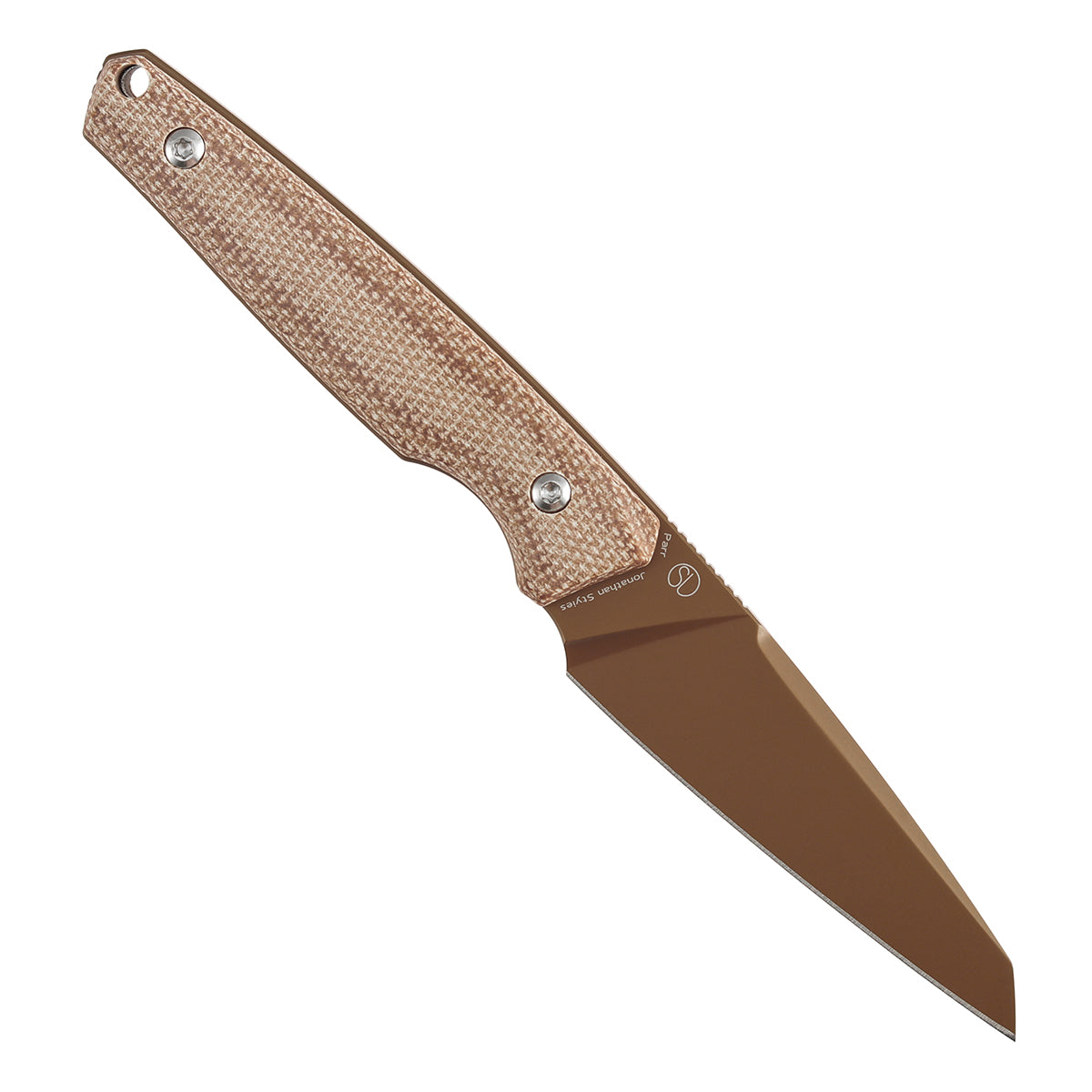 Parr Fixed Blade-- 3.12'' Rose Gold Coated 14C28N | Brown Micarta Handle | Jonathan Styles Design - G011B7