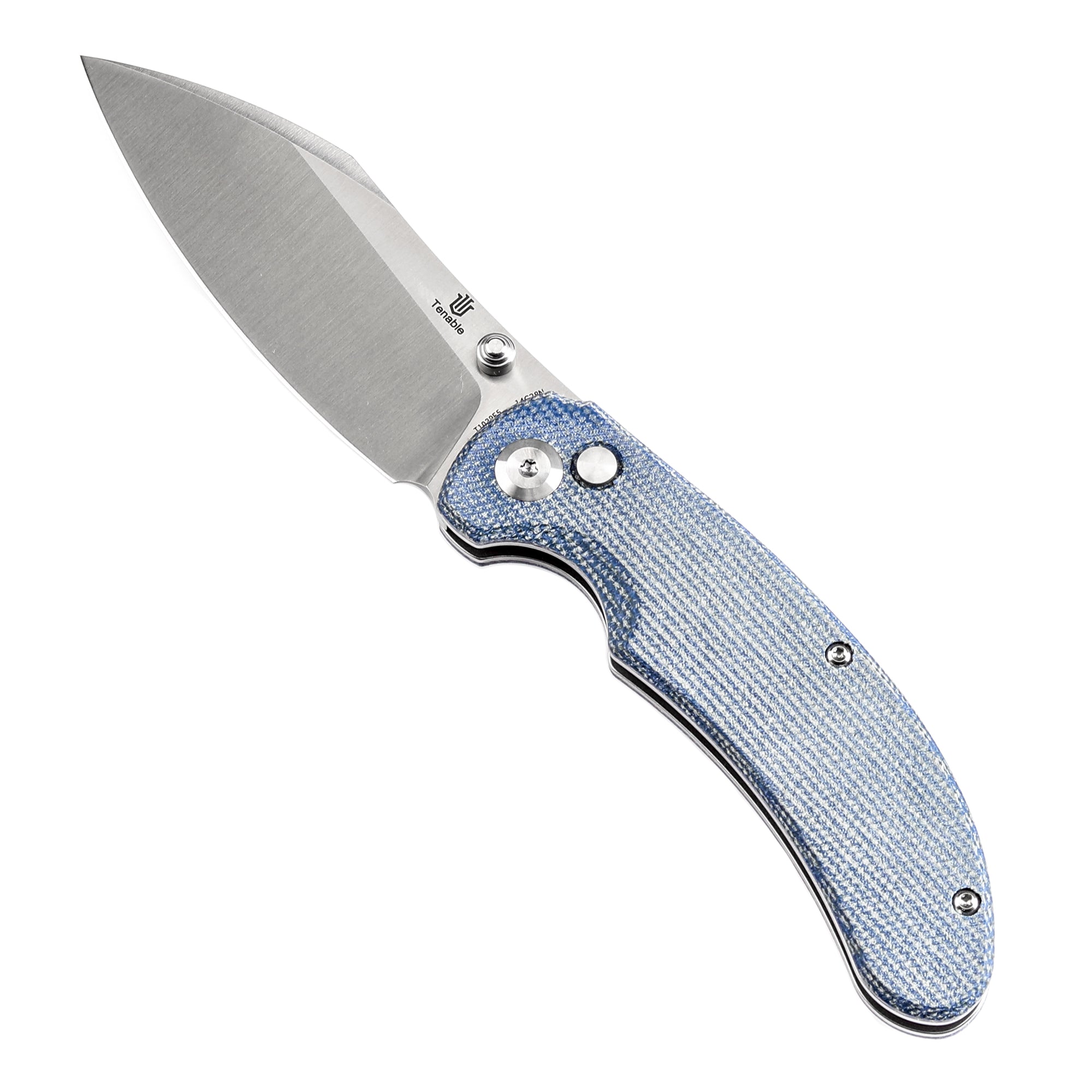 Tenable Nesstreet Folding Knife Blue Micarta Handle (3.58'' Satin