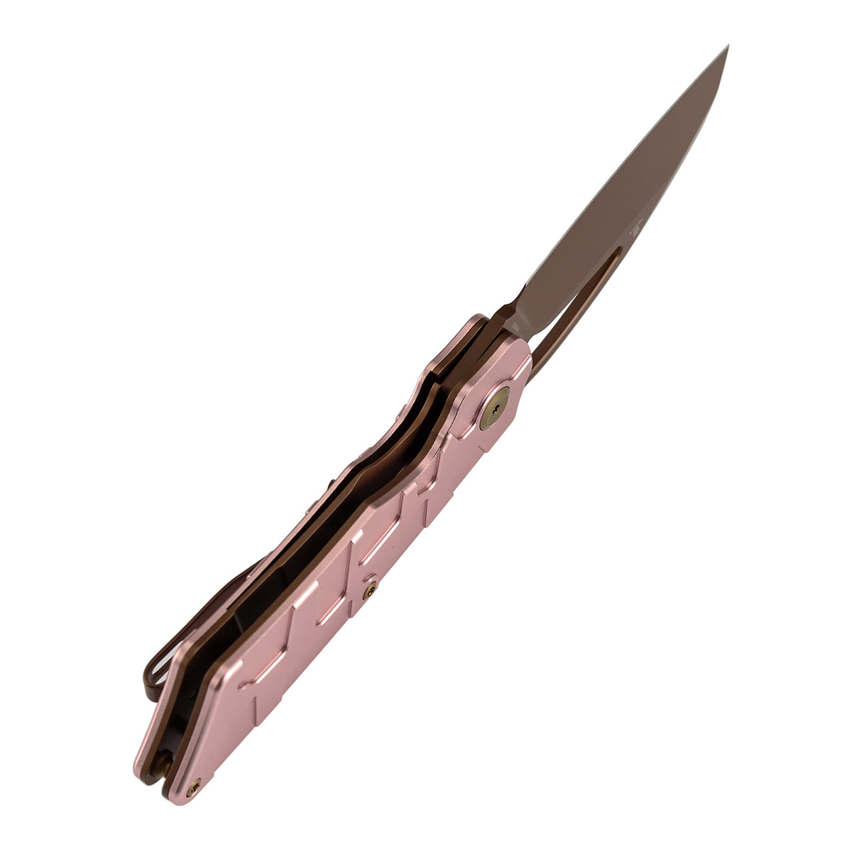 Tenable Goblin L Folding Knife | 3.24'' Rose Gold 14C28N Blade | Rose Gold Aluminum with Amphibian-inspired Geometric Texture Handle | Marshall Noble Design | B3016A1