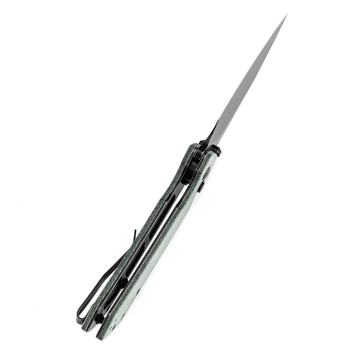 BladeHQ Exclusive Tenable Fenrir Button Lock Knife Green Micarta (3.4" Black SW 14C28N) T1034F5