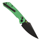 Fenrir Cross Bar Lock Folding Knife| 3.48'' Blackwash Nitro-V Blade | Green Anodized Aluminum with Diamond Patter Handle | Sparrow Knife Design| T1034V16