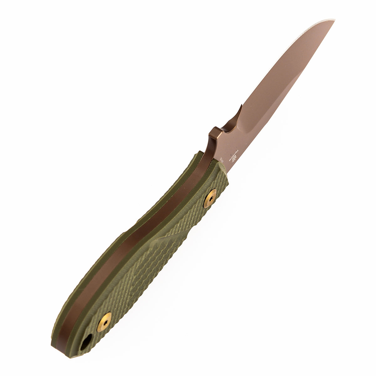 Tenable Tiny Dancer Fixed Blade Knife | 3.17" Rose Gold D2 Blade | Olive Green G10 Handle | JB Stout Design | G014A7