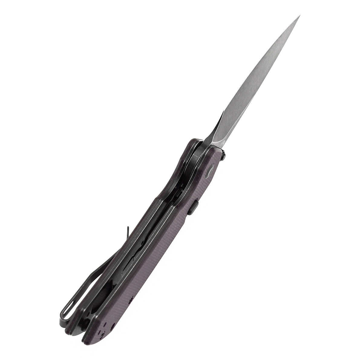 Available on TikTok & Walmart-Tenable Fenrir Top Liner Lock Folding Knife| Purple Micarta | 3.48“ Blackwashed Nitro-V Blade | Sparrow Knife Design | B1034H1