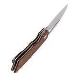 Tenable Goblin L Folding Knife | 3.24'' Stonewashed 14C28N Blade | Brown Micarta Handle | Marshall Noble Design | B3016A4