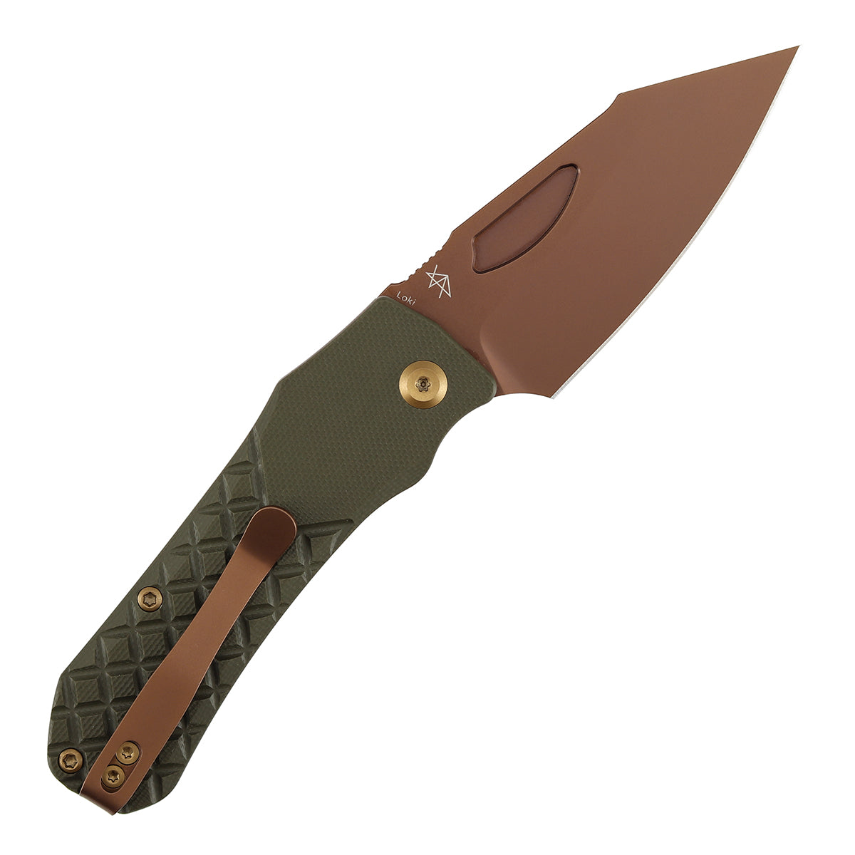 Tenable Loki Liner Lock Knife | 3.0" Rose Gold Nitro-V Blade | Olive Green G10 Handle | Steven Dunnuck Design - B1058A4