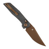 Tenable Deadite Cross Bar Lock Knife | 3.52" Rose Gold 14C28N Blade | Black Micarta Handle | TuffKnives Design - B1081V3