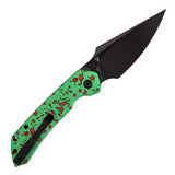 Tenable Fenrir Top Liner Lock Folding Knife| 3.4" Blackwash Nitro-V Blade |Green Aluminum with Zombie Blood Handle | Sparrow Knife Design | B1034H22