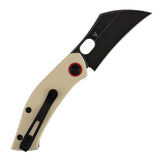 Pre-Order：Ships by Aug. 10 | Tenable Osprey Folding Knife | 2.22" Blackwash Nitro-V | Ivory White G10 Handle | Triple Stripe Knives Design - B2087A2
