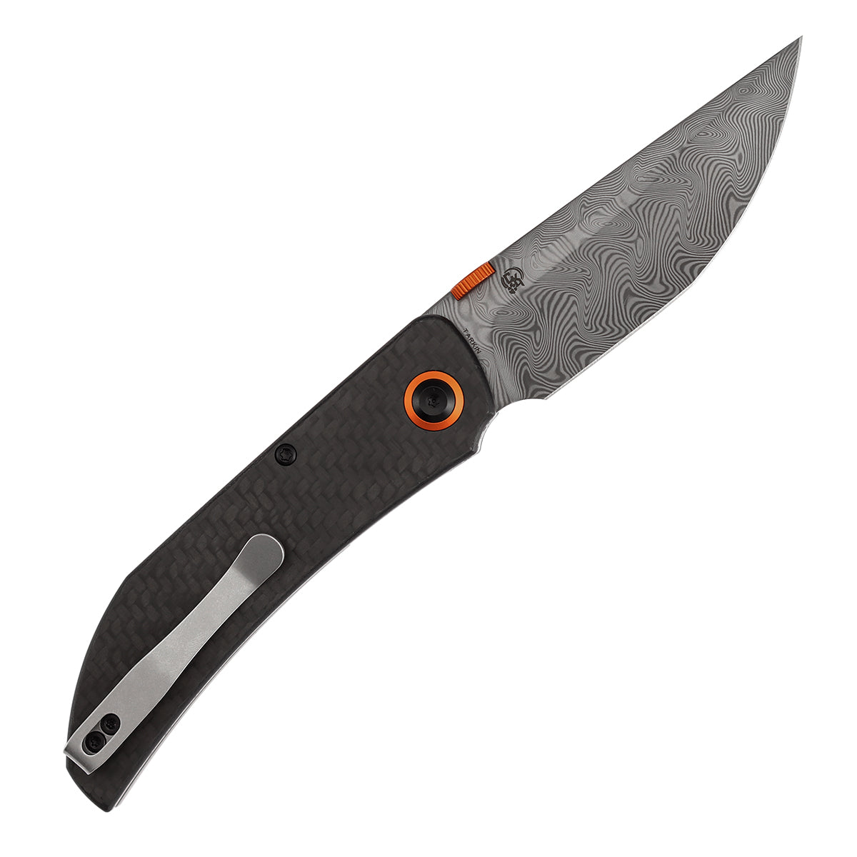Tenable Tarkin Liner Knife | 3.4" Damascus Blade | Twill Carbon Fiber &G10 Handle | Matthew Christensen Design | B1078A4
