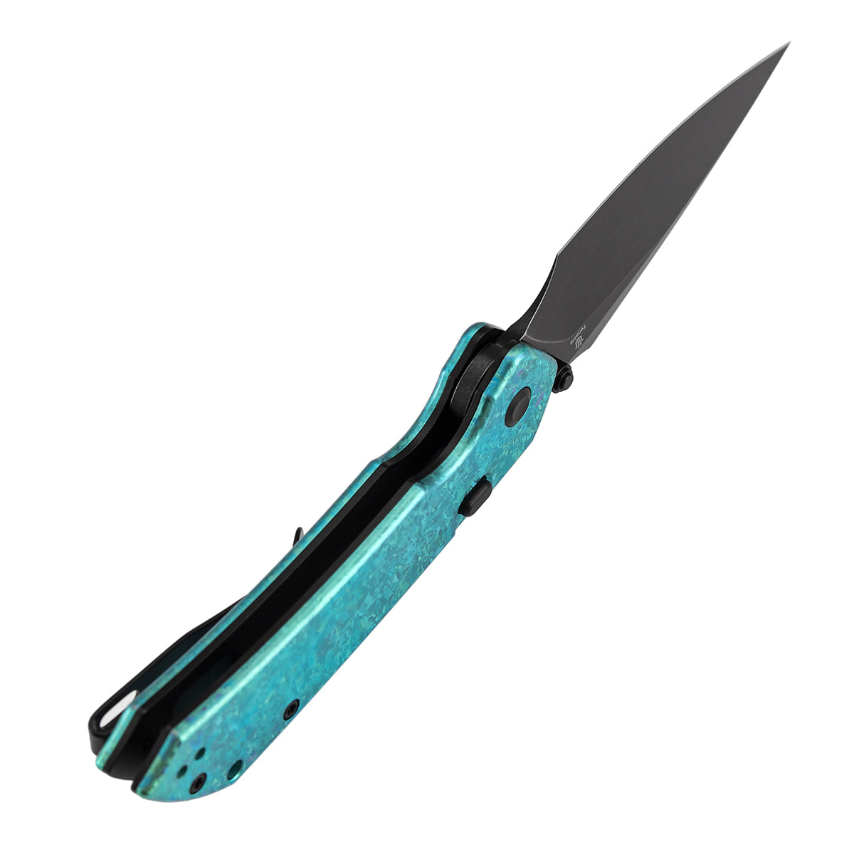 Tenable Fenrir Top Liner Lock Folding Knife | 3.4" Blackwash Nitro-V Blade | Green Anodized Crystallized Titanium Handle | Sparrow Knife Design - B1034H20