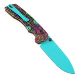 Tenable Kryo Cross Bar Lock Jade G10 with Purple Undead Print Handle | 3.58‘’ Blue Coated 14C28N Blade| Kim Ning Design - T1001V9