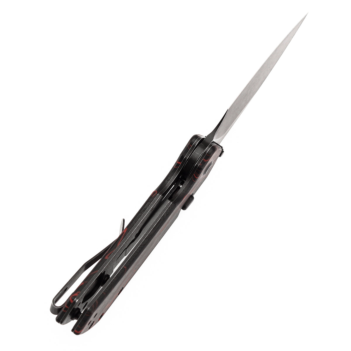 Available on Walmart - Tenable Fenrir Top Liner Lock Folding Knife| Black & Red G-mascus Handle | 3.48“ Blackwashed Nitro-V Blade | Sparrow Knife Design | B1034H2