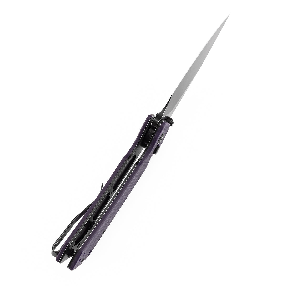 Tenable Fenrir Button Lock Knife | Purple G10 Handle | 3.45" blackwashed 14C28N | Sparrow Knife Design | T1034F10