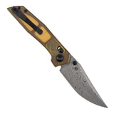 Tenable Deadite Cross Bar Lock Knife | 3.52" Water Ripple Damascus Blade | Amber PEI Handle | TuffKnives Design - B1081V4