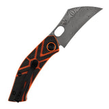 Pre-Order ：Ships by Aug. 10 | Tenable Osprey Folding Knife | 2.22" Water Ripple Damascus | Twill Carbon Fiber & Orange G10 Handle | Triple Stripe Knives Design - B2087A4