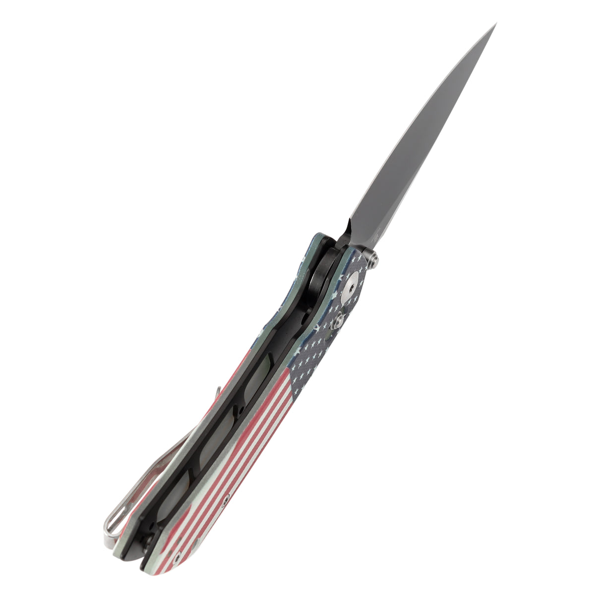 Tenable Fenrir Cross Bar Lock | Jade G10 with American Flag Handle | 3.49" Blackwashed Nitro-V Blade | Sparrow Knife Design | T1034V9