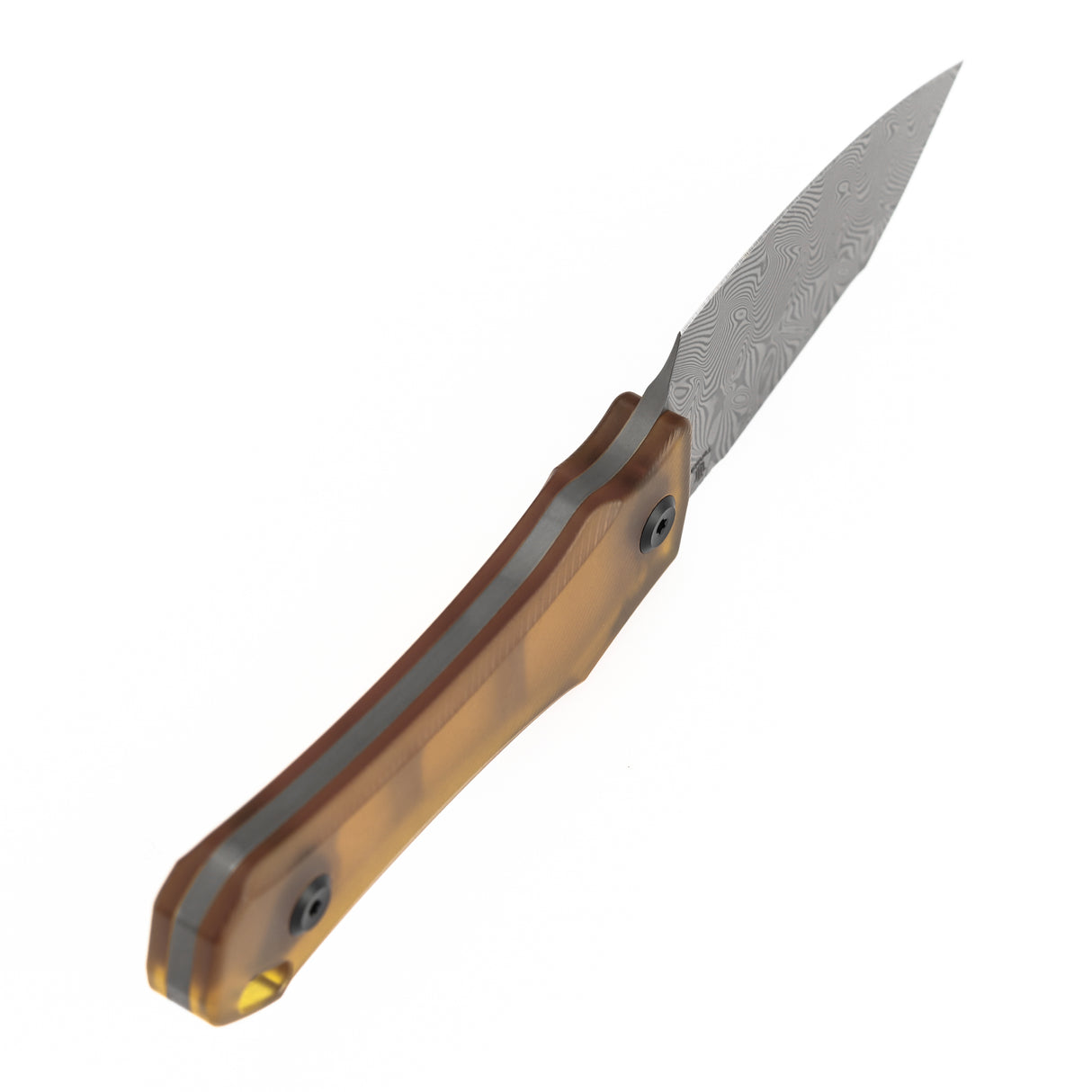 Tenable Loki Fixed Blade Knife | 2.99" Damascus Blade | Amber PEI/Ultem Handle | Steven Dunnuck Design | G1058A2