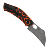 Pre-Order ：Ships by Aug. 10 | Tenable Osprey Folding Knife | 2.22" Water Ripple Damascus | Twill Carbon Fiber & Orange G10 Handle | Triple Stripe Knives Design - B2087A4