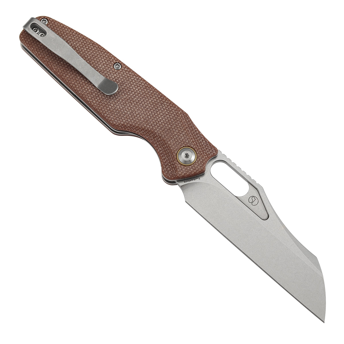 Tenable Tuckamore Folding Knife | 3.54" Stonewashed Nitro V | Brown Micarta | Jonathan Styles Design - B1052A2