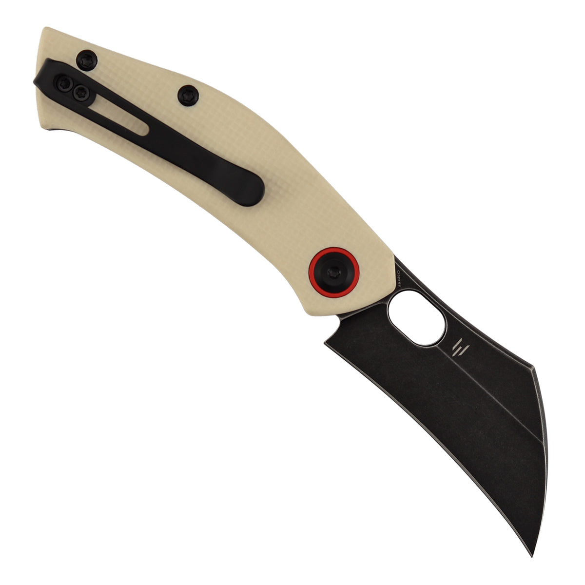 Pre-Order：Ships by Aug. 10 | Tenable Osprey Folding Knife | 2.22" Blackwash Nitro-V | Ivory White G10 Handle | Triple Stripe Knives Design - B2087A2