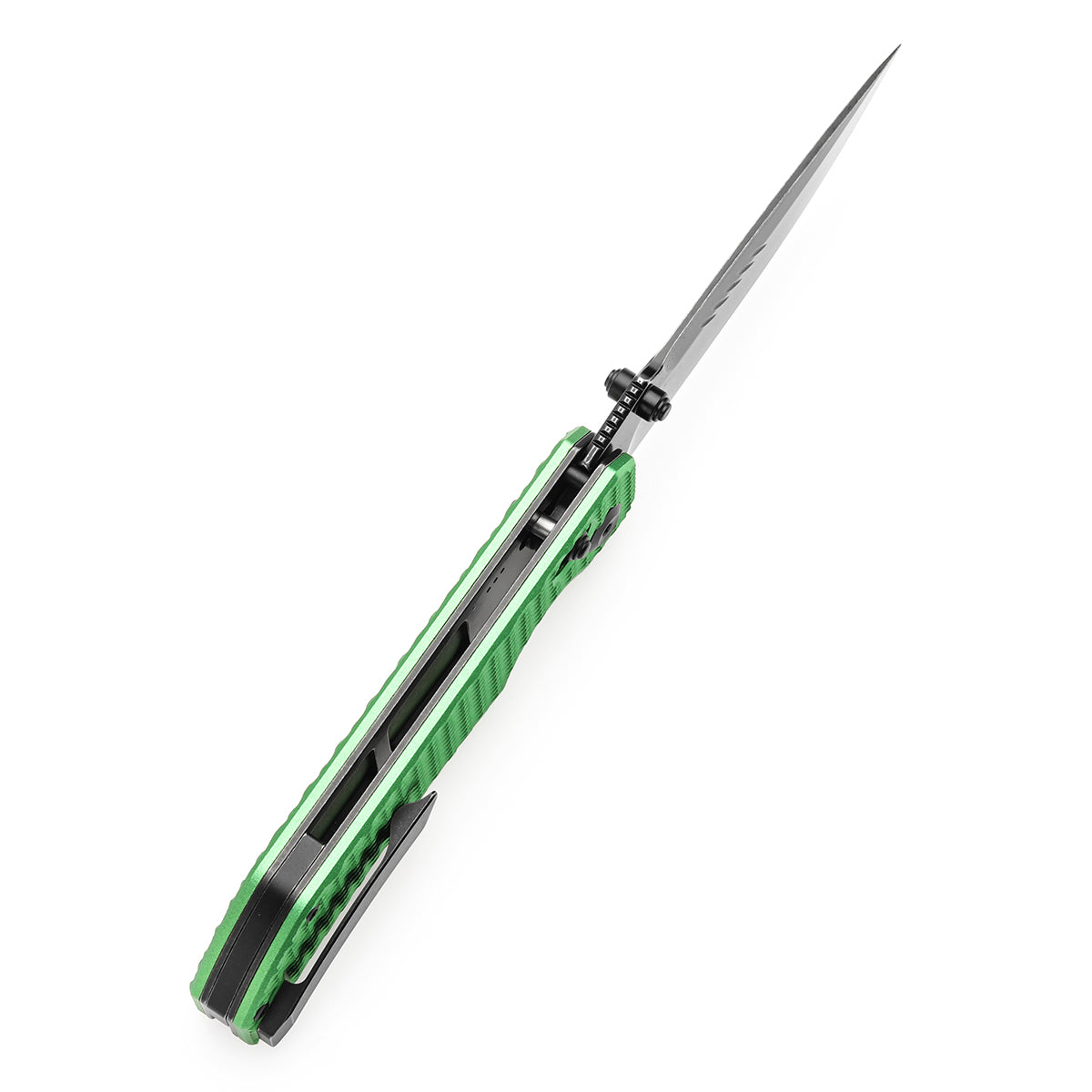 Tenable Eaglestrike Cross Bar Lock Folding Knife Green Anodized Aluminum with Diamond Pattern Handle (3.73'' Blackwash Nitro-V Blade) James Lowe Design-T1095V3