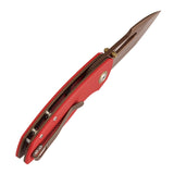 Tenable Link Folding Knife | 3.0" Rose Gold 14C28N | Coarse-textured Red G10 | Triple Stripe Knives Design | B1068A3