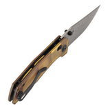 Tenable Deadite Cross Bar Lock Knife | 3.52" Water Ripple Damascus Blade | Amber PEI Handle | TuffKnives Design - B1081V4