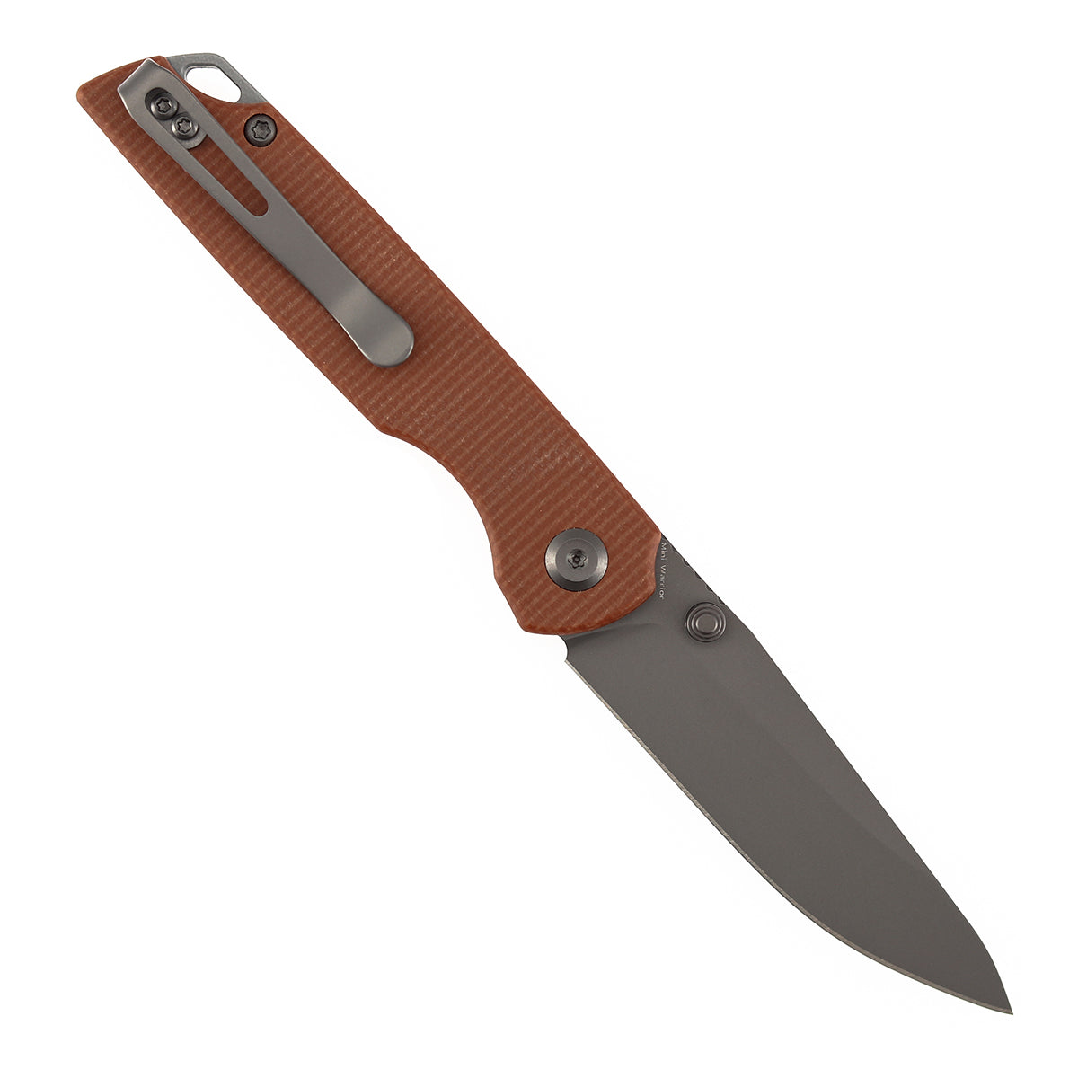 Tenable Mini Warrior Liner Lock Knife | 2.9" Gray TiCn Coated Nitro-V  Blade | Brown Micarta Handle | Kim Ning Design - B2005A3