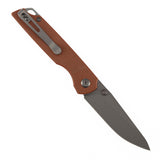 Tenable Mini Warrior Liner Lock Knife | 2.9" Gray TiCn Coated Nitro-V  Blade | Brown Micarta Handle | Kim Ning Design - B2005A3