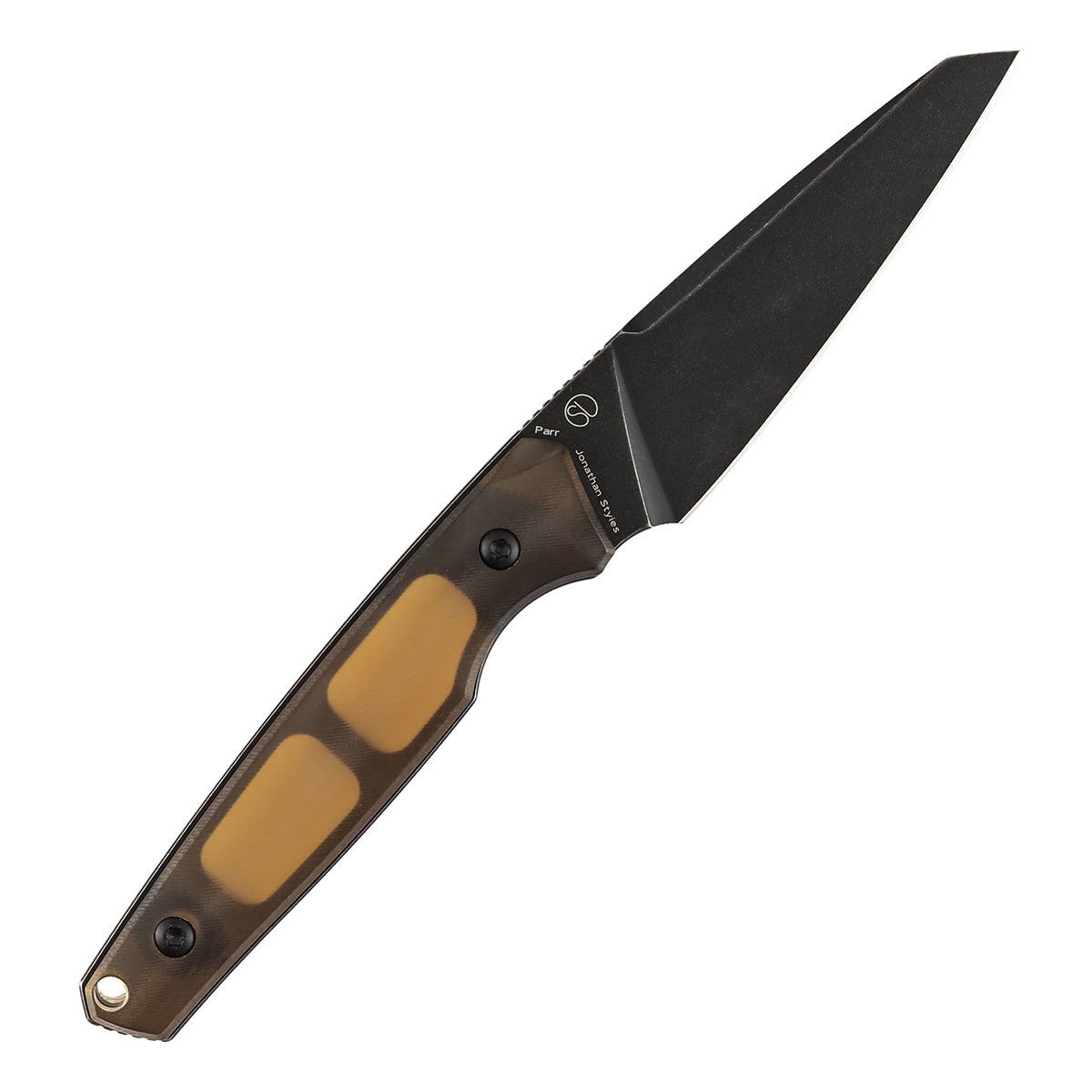 Parr Fixed Blade Knife - 3.12'' Blackwash 14C28N Blade | Amber PEI Handle | Jonathan Styles-G011B6