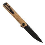 Tenable Kitpu Folding Knife | 2.9'' Blackwash Nitro-V Blade | Bronze Aluminum with Frag Pattern Handle | Jonathan Styles Design - B2123A2