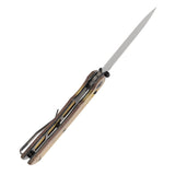 Tenable Kryo Cross Bar Lock | Amber PEI/Ultem Handle | 3.58‘’ Damascus Blade | Kim Ning Design-T1001V10