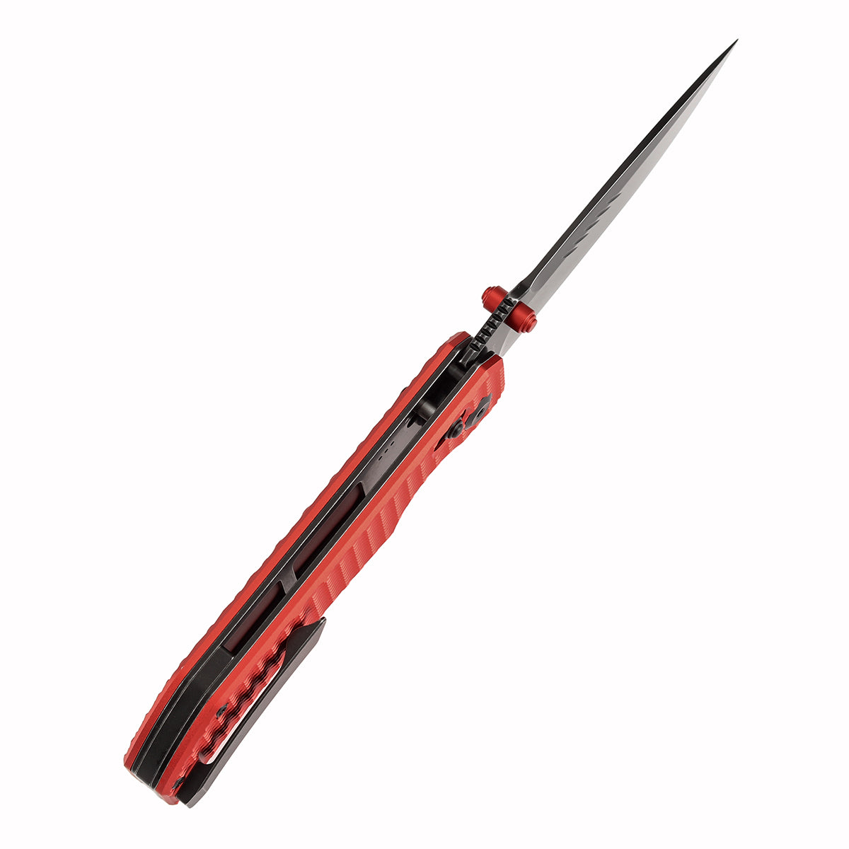 Tenable Eaglestrike | Cross Bar Lock | 3.73'' Black Stonewashed Nitro V Blade | Red Anodized Aluminum with Diamond Texture Handle | James Lowe Design-B1095V7
